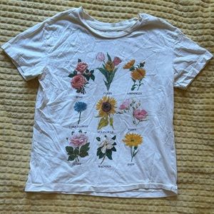 flower types labeled shirt woman’s fit
